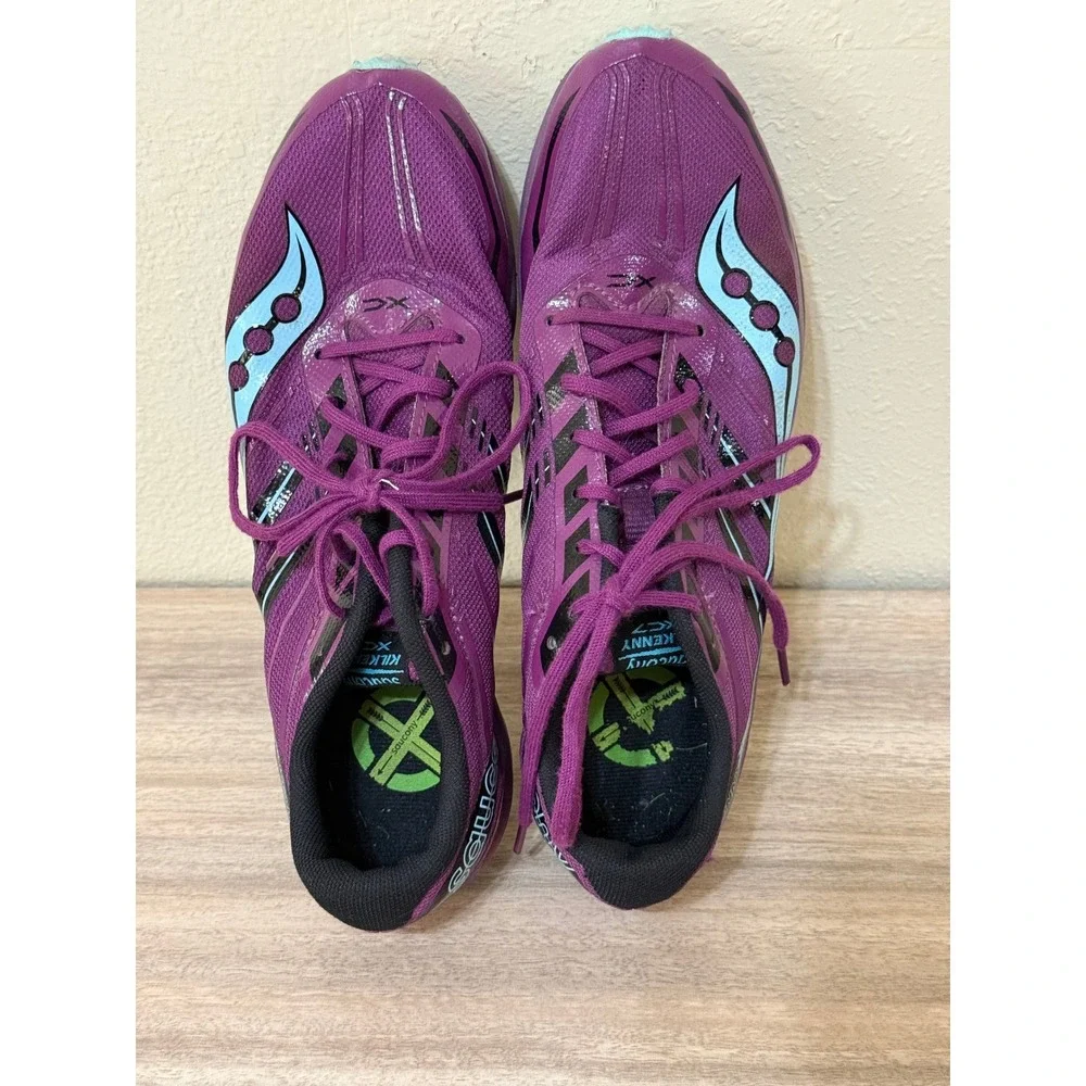 Saucony Women Kilkenny XC7 8.5 Purple‎ Aqua Cross Country Racing Spikes S19042-3